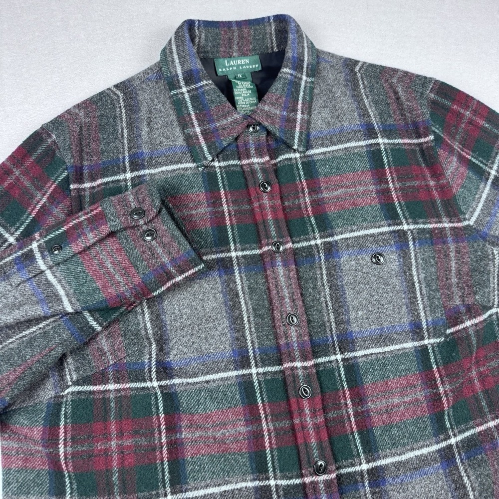 Vintage Lauren Ralph Lauren 100% Lambswool Flannel Shirt Jacket Women 1X
